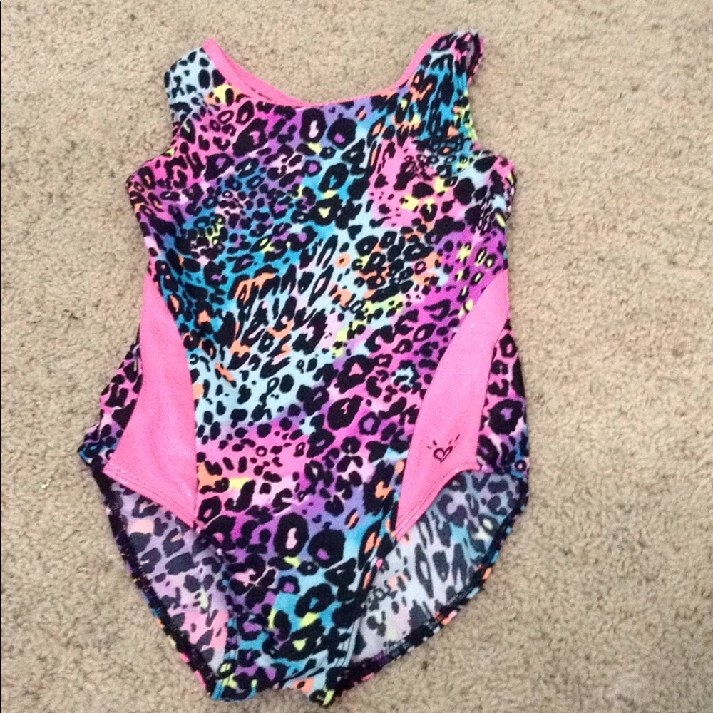 Rainbow cheetah gymnastics leotard